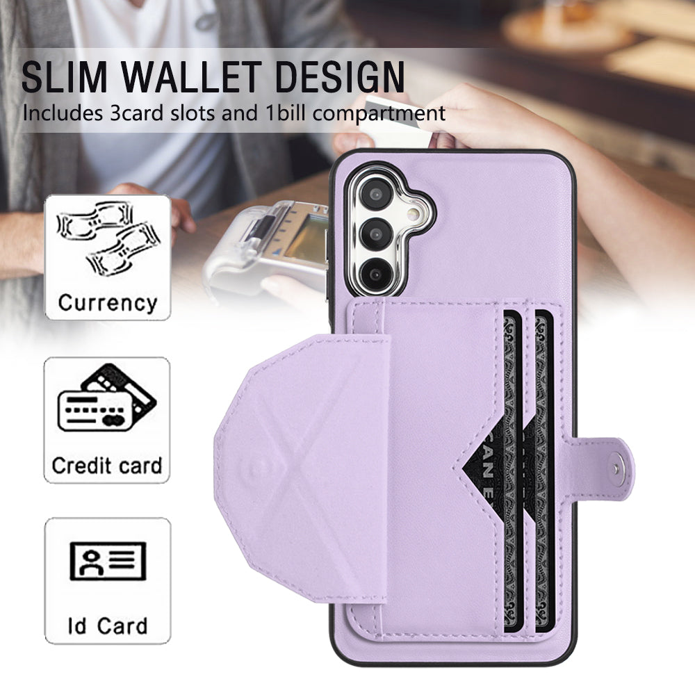 YB Leather Coating Series-4 for Samsung Galaxy A34 5G Leather Coated TPU Kickstand Case Card Slots Phone Cover YB Leather Coating Series-4 for Samsung Galaxy A34 5G Leather Coated TPU Kickstand Case Card Slots Phone Cover